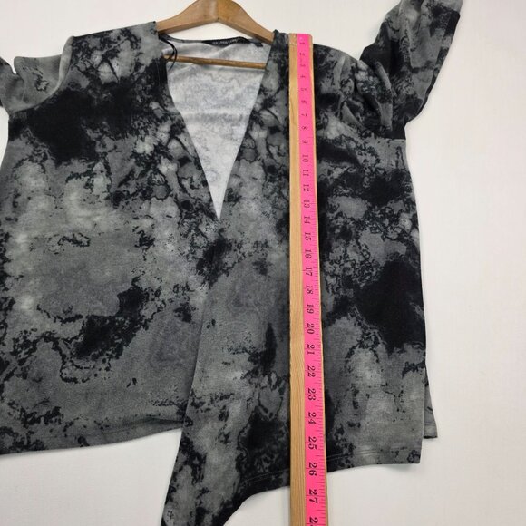 Colleen Lopez Women Open Front Tie Dye Long Sleeve Cardigan Sweater Black Gray M - Picture 14 of 15